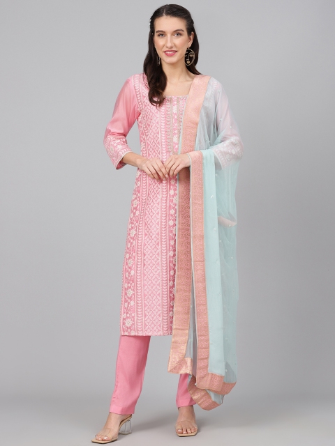 

Biba Pink & White Embroidered Unstitched Dress Material