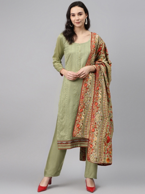

Biba Olive Green & Maroon Embroidered Unstitched Dress Material