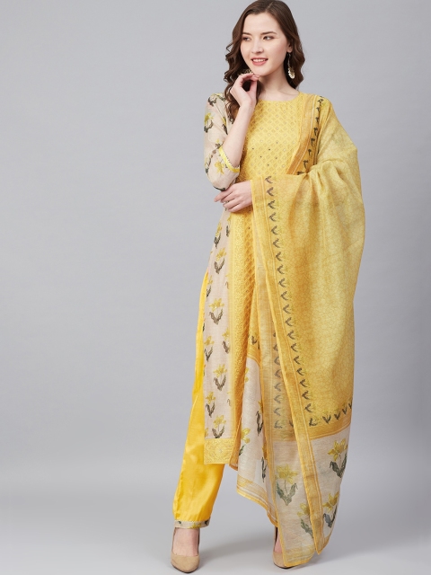 

Biba Yellow & Beige Embroidered Unstitched Dress Material