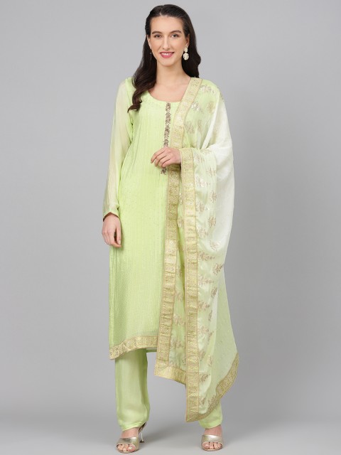 

Biba Green Embellished Unstitched Dress Material