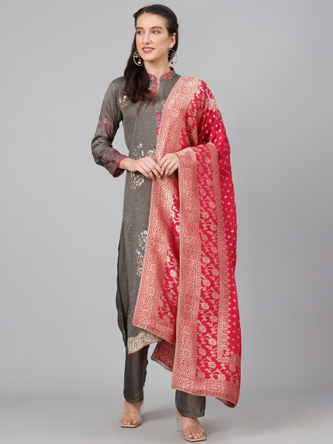 

Biba Charcoal Grey & Pink Sequinned Unstitched Dress Material