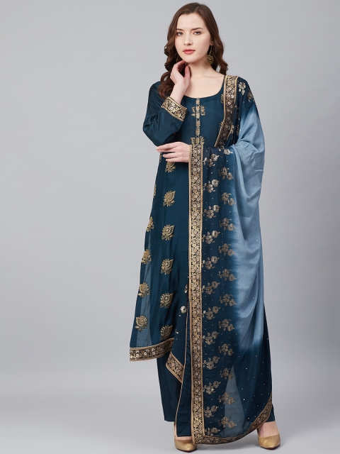 

Biba Navy Blue & Golden Embellished Unstitched Dress Material