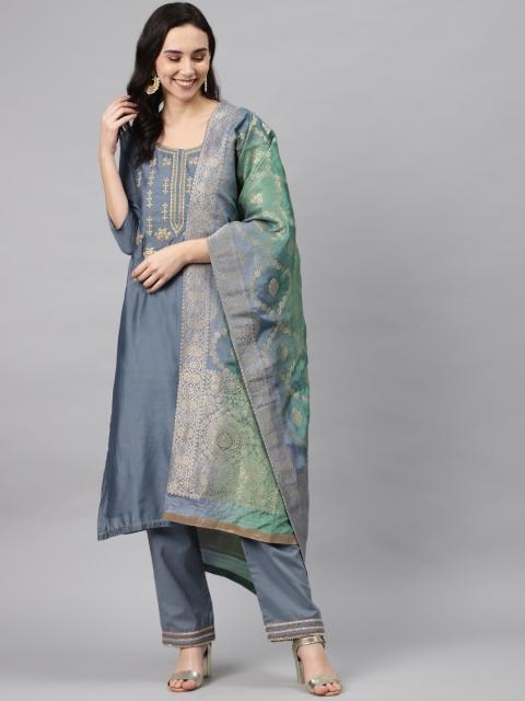 

Biba Blue & Golden Muslin Cotton Embroidered Unstitched Dress Material