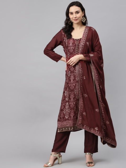 

Biba Burgundy & Golden Embellished Unstitched Dress Material