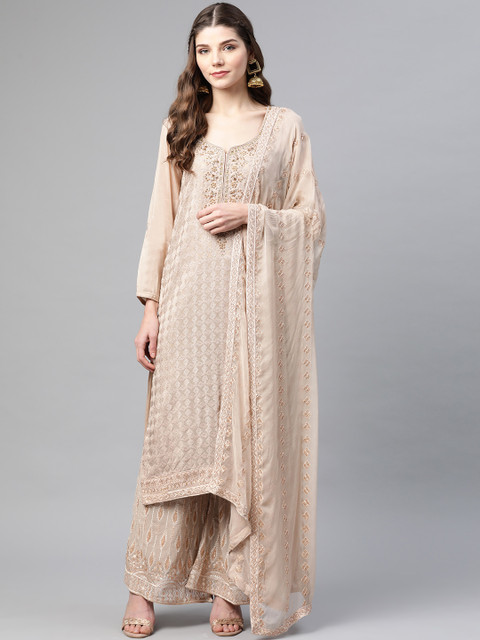 

Biba Beige & Golden Upada Silk Unstitched Dress Material