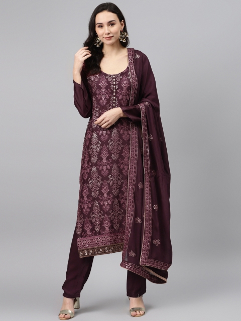 

Biba Burgundy & Golden Embellished Unstitched Dress Material