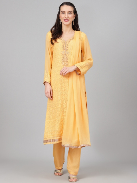 

Biba Mustard Yellow Embroidered Unstitched Dress Material