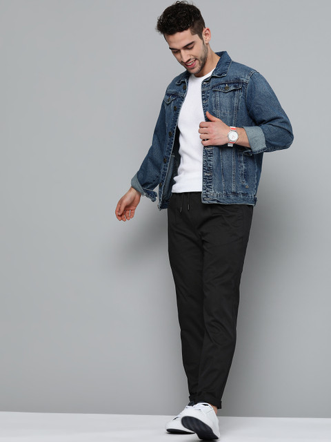 

Mast & Harbour Men Black Regular Fit Pure Cotton Solid Trousers