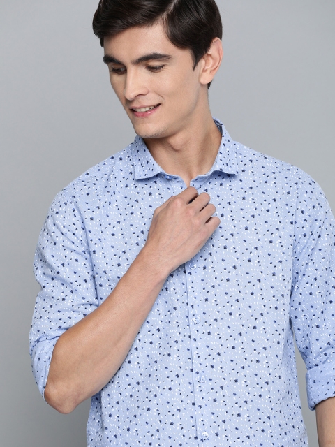 

Mast & Harbour Men Blue Regular Fit Floral Printed Casual Cotton-Linen Shirt