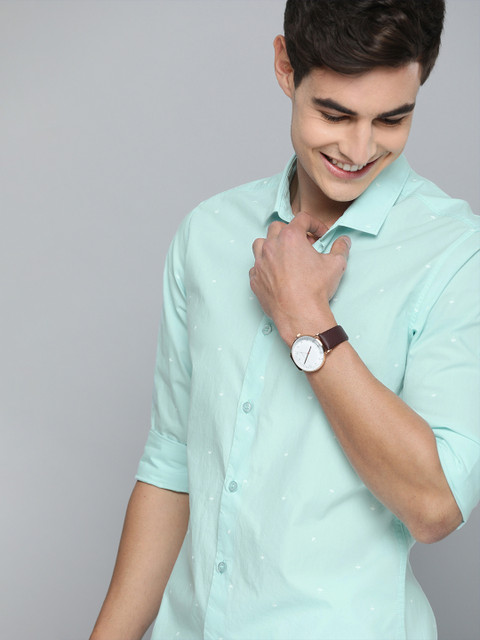

Mast & Harbour Men Sea Green & White Regular Fit Printed Casual Shirt