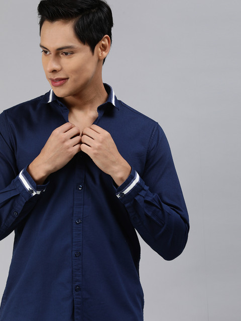 

Mast & Harbour Men Navy Blue Casual Shirt