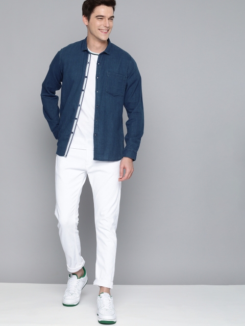 

Mast & Harbour Men Navy Blue Solid Casual Shirt