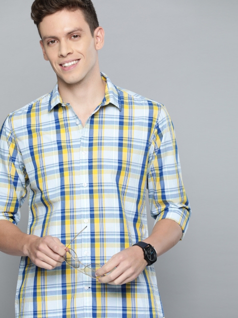 

Mast & Harbour Men Blue & Yellow Regular Fit Checked Casual Shirt
