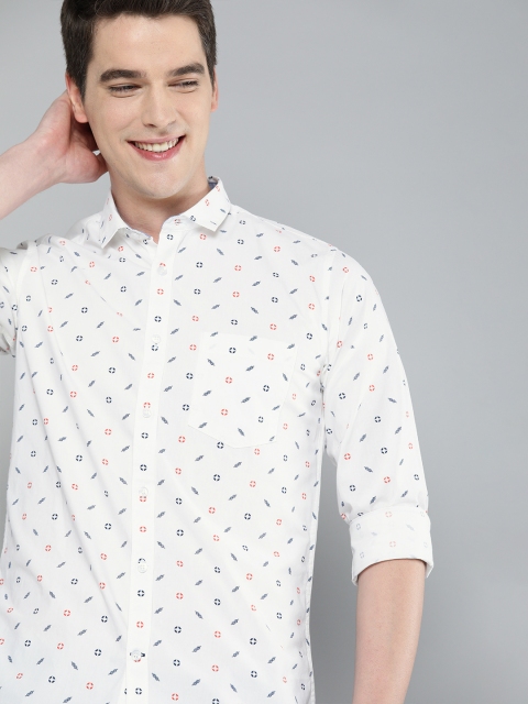 

Mast & Harbour Men White & Blue Regular Fit Printed Casual Shirt