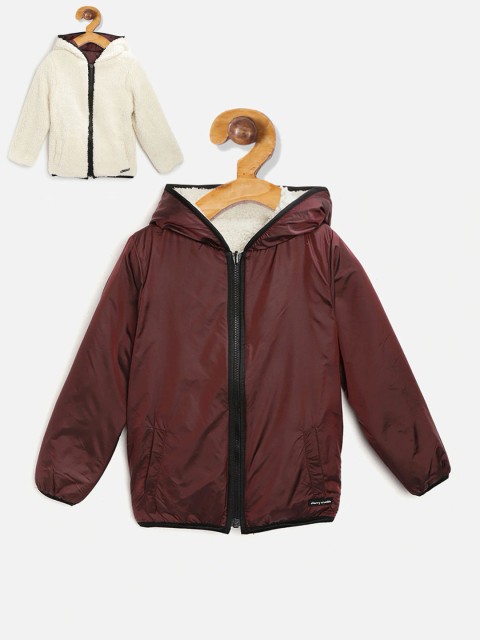 

Cherry Crumble Boys White & Brown Solid Reversible Tailored Jacket