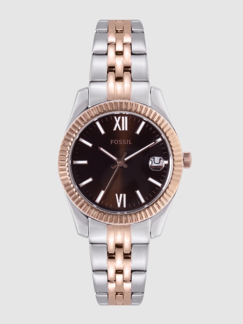 

Fossil Women Coffee Brown Scarlette Mini Two Tone Analogue Watch ES4821
