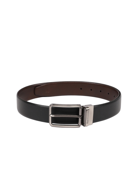

Van Heusen Men Black & Coffee Brown Textured Leather Reversible Belt