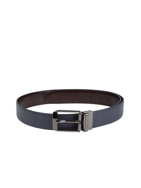 

Van Heusen Men Navy Blue & Brown Reversible Solid Leather Belt