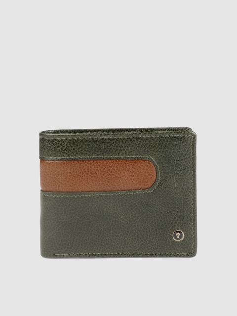 

Van Heusen Men Olive Green Textured Two Fold Wallet