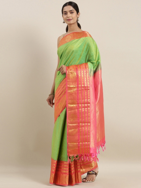 

The Chennai Silks Green & Pink Pure Silk Woven Design Kanjeevaram Saree