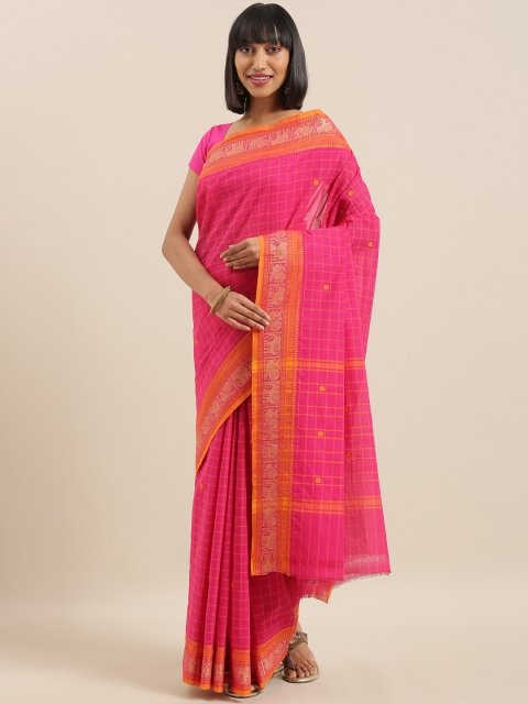 

The Chennai Silks Classicate Pink Pure Cotton Woven Design Chettinad Saree