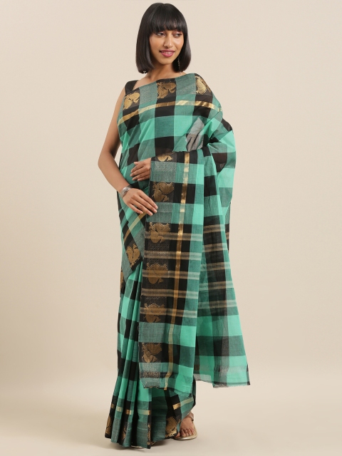 

The Chennai Silks Green Pure Cotton Woven Design Chettinad Saree