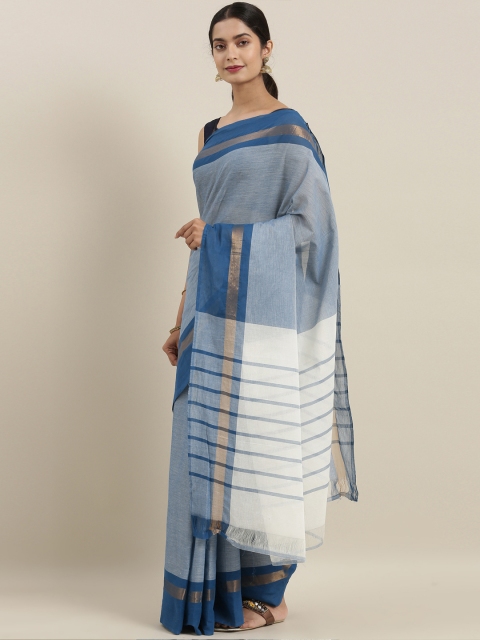 

The Chennai Silks Blue & White Pure Cotton Woven Design Saree