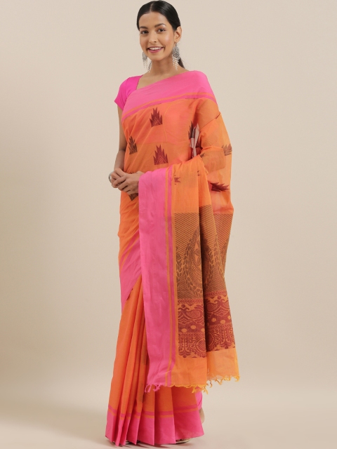 

The Chennai Silks Orange & Pink Pure Cotton Woven Design Kovai Saree
