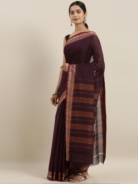 

The Chennai Silks Maroon Woven Design Pure Cotton Saree