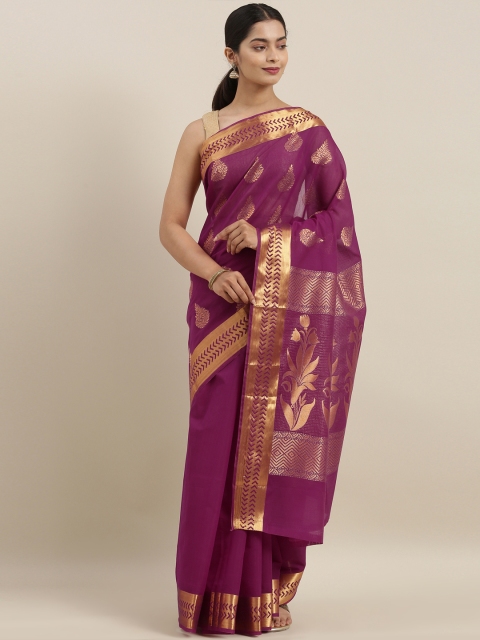 

The Chennai Silks Classicate Magenta Pink & Gold Silk Cotton Woven Design Maheshwari Saree