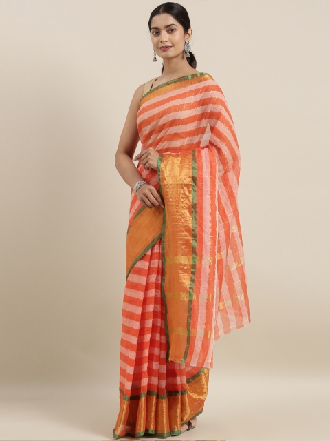 

The Chennai Silks Pink & Gold-Toned Pure Cotton Checked Venkatgiri Saree