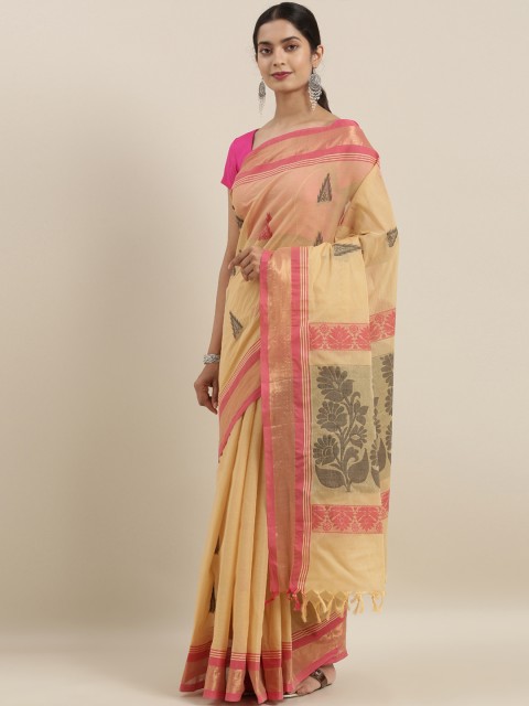 

The Chennai Silks Beige Pure Cotton Woven Design Kovai Saree