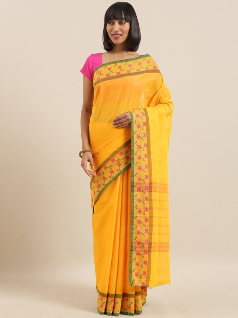 

The Chennai Silks Yellow Pure Cotton Solid Chettinad Saree