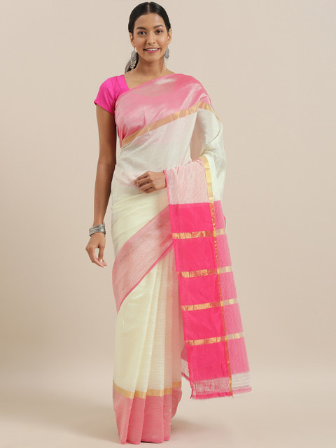 

The Chennai Silks Classicate Off-White Silk Cotton Woven Design Maheshwari Saree