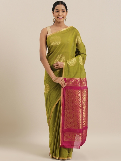 

The Chennai Silks Classicate Lime Green & Gold Silk Cotton Woven Design Maheshwari Saree