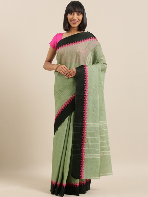 

The Chennai Silks Green & Black Pure Cotton Woven Design Chettinad Saree