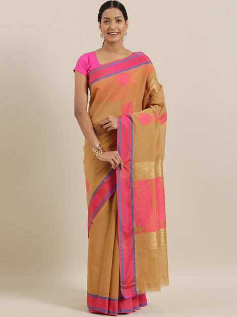 

The Chennai Silks Beige Silk Cotton Woven Design Maheshwari Saree