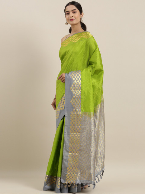 

The Chennai Silks Lime Green Pure Silk Woven Design Kanjeevaram Saree