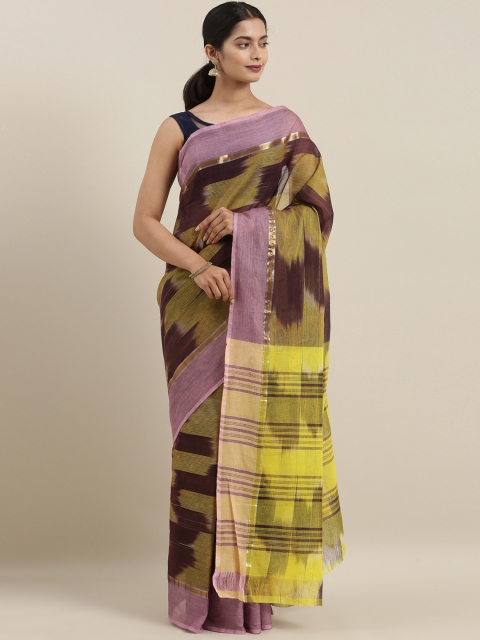 

The Chennai Silks Classicate Green & Brown Pure Cotton Woven Design Saree