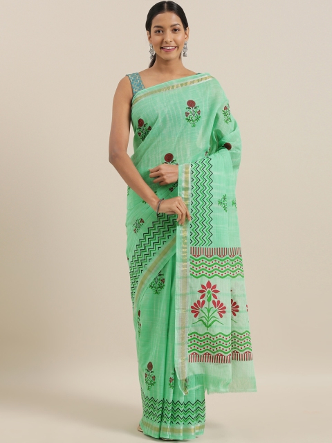 

The Chennai Silks Classicate Green Printed Pure Cotton Saree