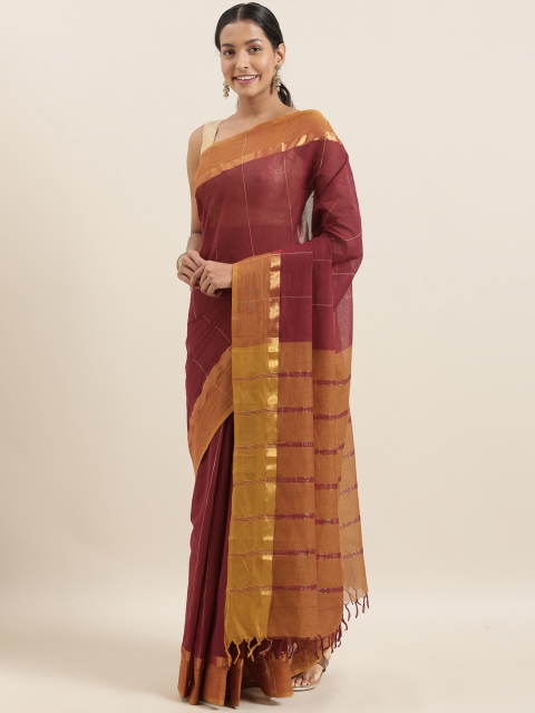 

The Chennai Silks Classicate Maroon Woven Design Pure Cotton Saree