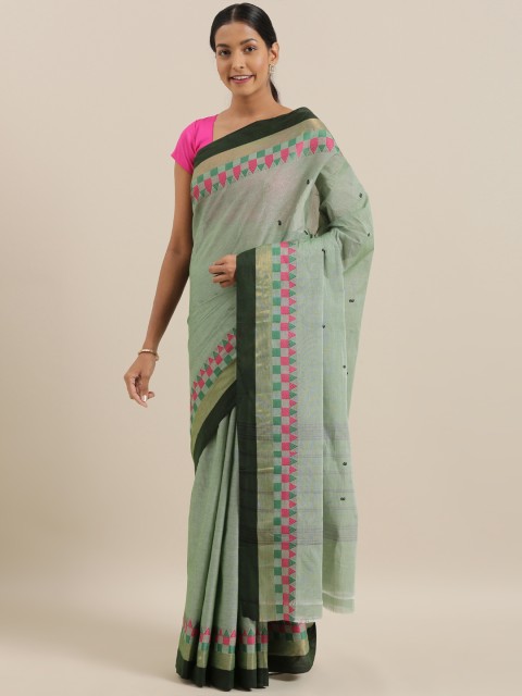 

The Chennai Silks Green Pure Cotton Woven Design Chettinad Saree