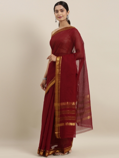 

The Chennai Silks Classicate Maroon Pure Cotton Solid Venkatgiri Saree