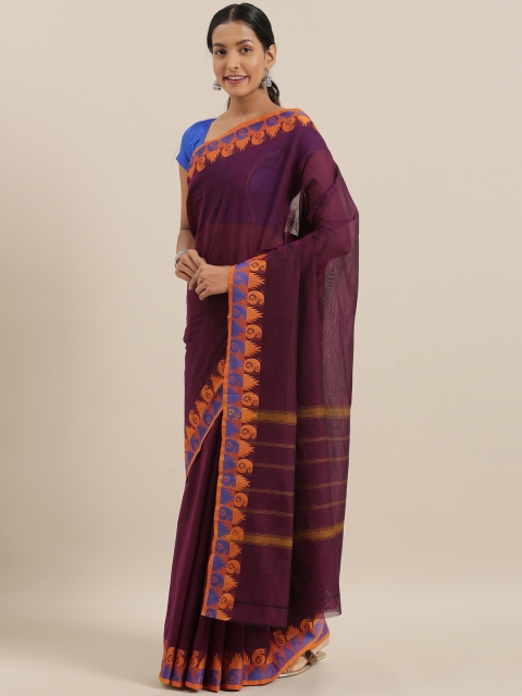 

The Chennai Silks Classicate Purple Pure Cotton Solid Chettinad Saree