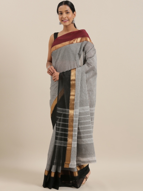 

The Chennai Silks Classicate Grey Pure Cotton Woven Design Chettinad Saree