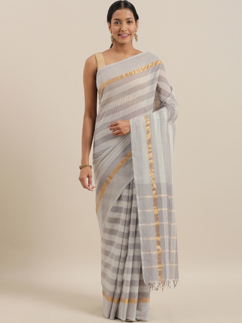 

The Chennai Silks Grey Checked Pure Cotton Saree