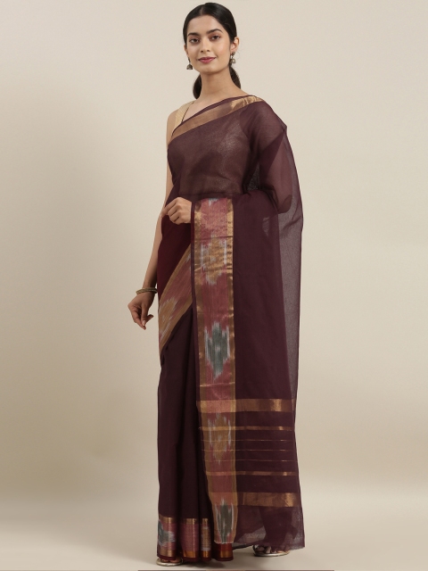 

The Chennai Silks Maroon & Gold-Toned Pure Cotton Woven Design Venkatgiri Saree