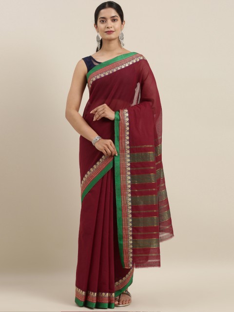 

The Chennai Silks Maroon Woven Design Pure Cotton Saree