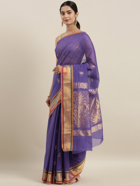 

The Chennai Silks Classicate Lavender & Golden Pure Cotton Woven Design Venkatgiri Saree