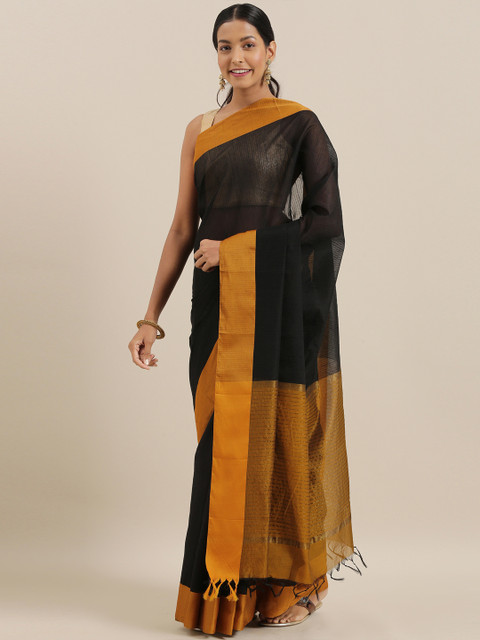 

The Chennai Silks Classicate Black Silk Cotton Woven Design Maheshwari Saree